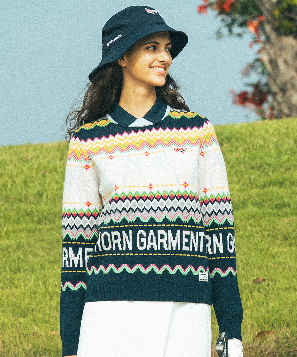 L★A Palm faire isle crew neck sweater