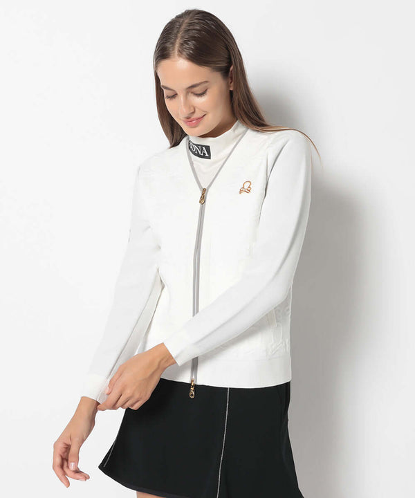 Ever Embossed Zip-Front Knit Cardigan | WOMEN