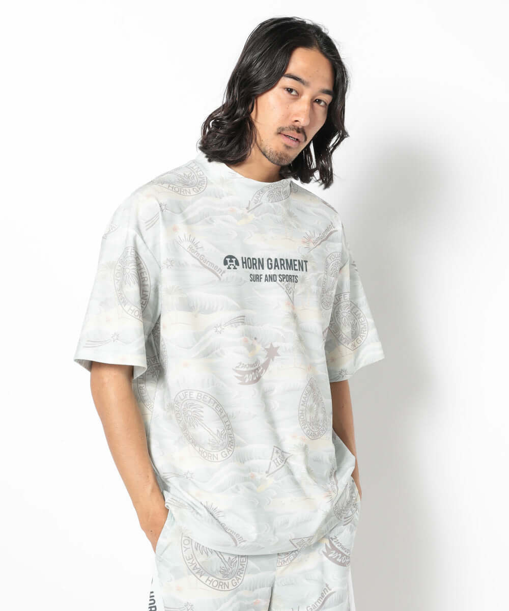 Retro Hawaiian Mesh Mock Neck | MEN