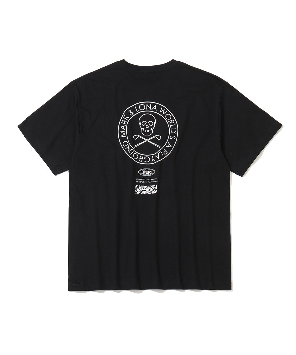 Circle Skull Mock Neck S/S Tee