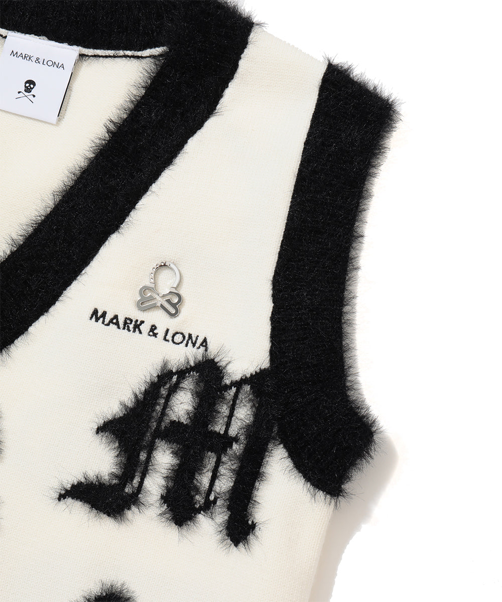 Fluffy Jacquard Knit Vest | WOMEN