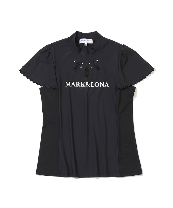 Scallop Crystal Mock Tee | WOMEN