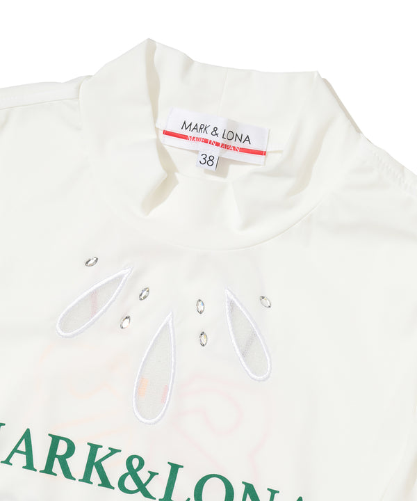 Scallop Crystal Mock Tee | WOMEN