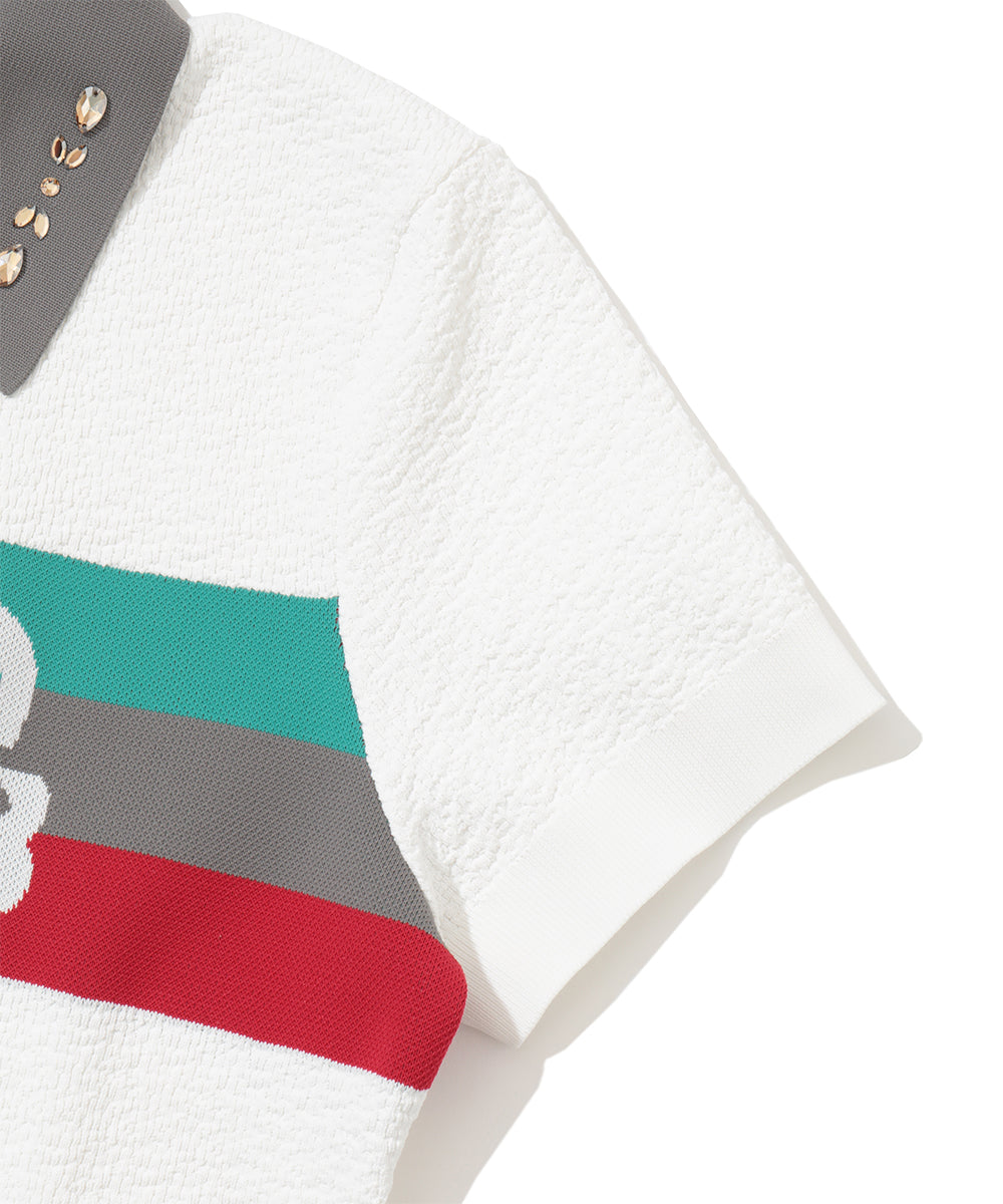 Varese Border Knit Polo | WOMEN