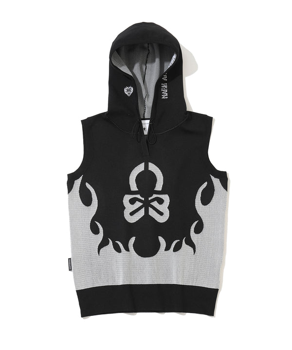 Duel Hooded Knit Mesh Vest | WOMEN