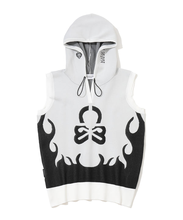 Duel Hooded Knit Mesh Vest | WOMEN