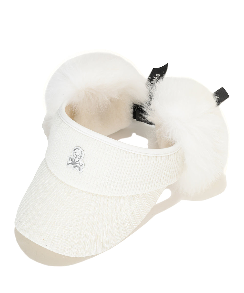 Nena Faux Fur Knit Visor | WOMEN