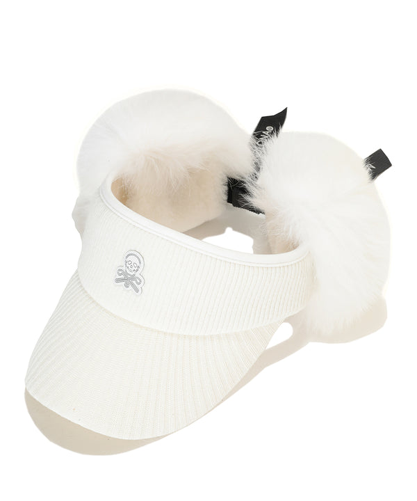 Nena Faux Fur Knit Visor | WOMEN