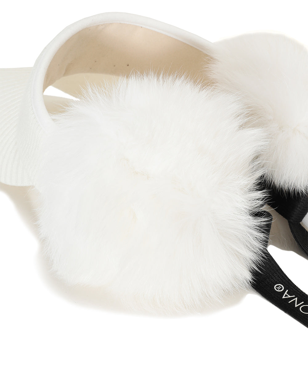 Nena Faux Fur Knit Visor | WOMEN