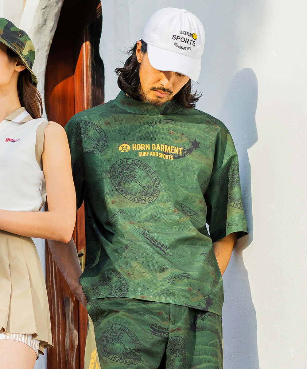 Retro Hawaiian Mesh Mock Neck | MEN