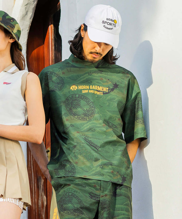 Retro Hawaiian Mesh Mock Neck | MEN