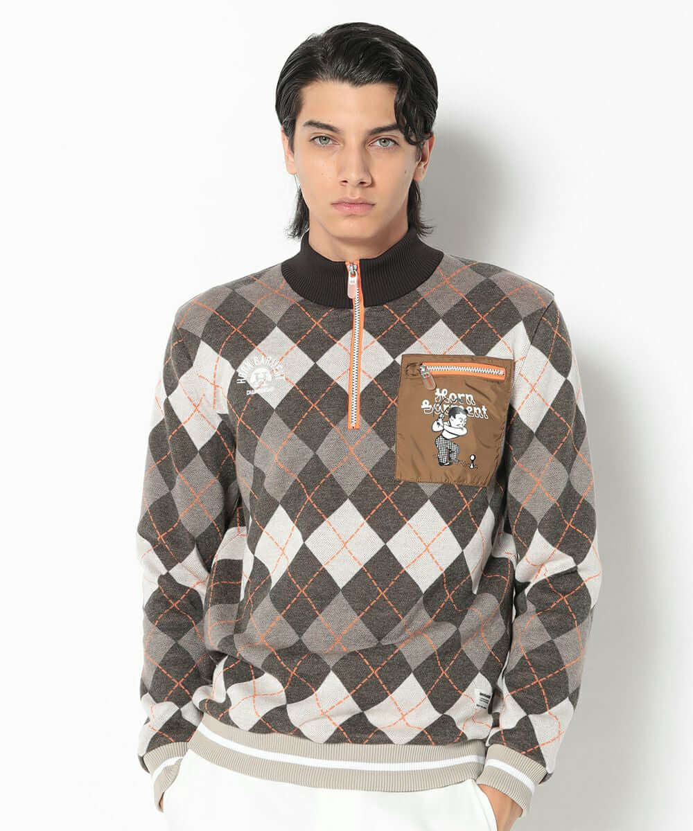 Swing Bobby Windproof Argyle Knit Bomber | MEN