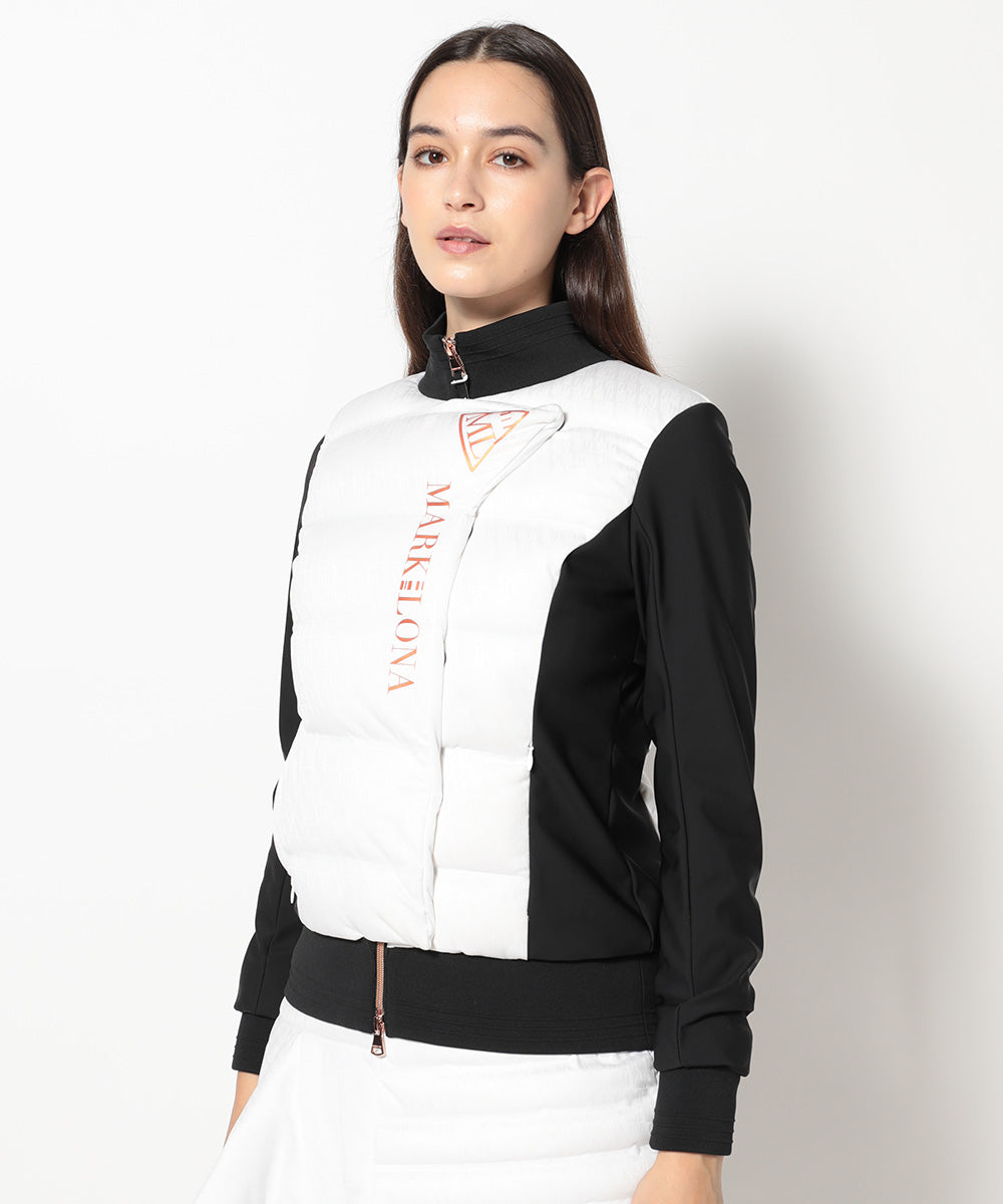 MARK&LONA ゴルフ　ホワイト ジャケット　レディース　サイズ38 マーク＆ロナ ML パイピングラインフルジップジャケット レディース