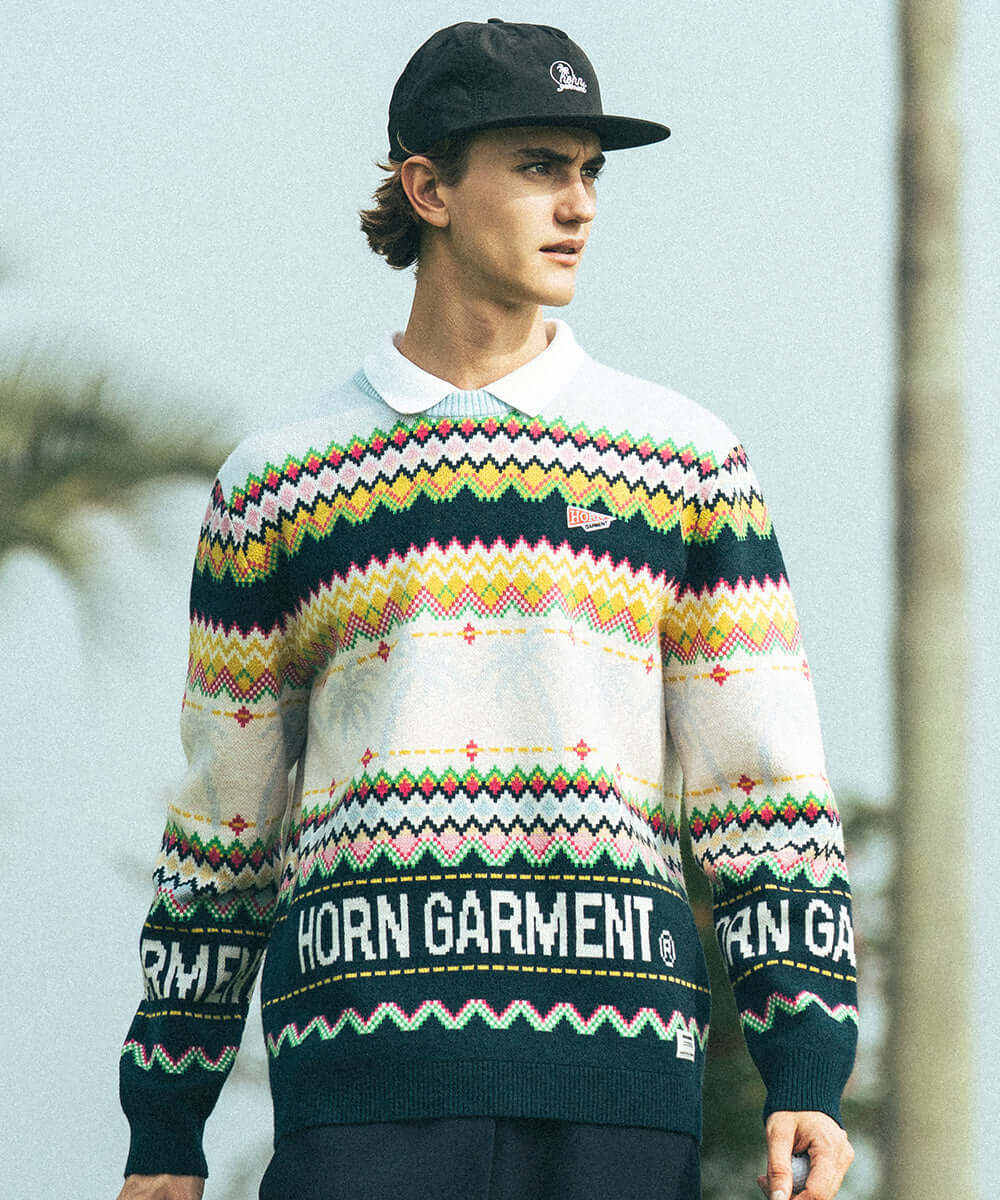 L★A Palm faire isle crew neck sweater