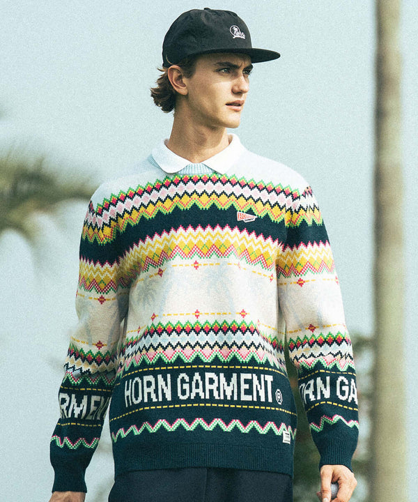 L★A Palm faire isle crew neck sweater