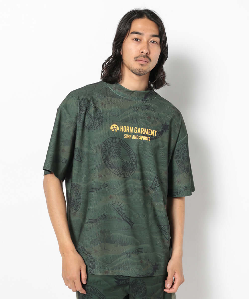 Retro Hawaiian Mesh Mock Neck | MEN