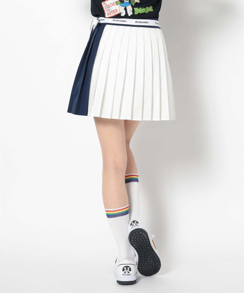 24SS 完売品　マークアンドロナ　ACD Pleats Skirt 白 BC Ribbon Pleated Skirt | WOMEN