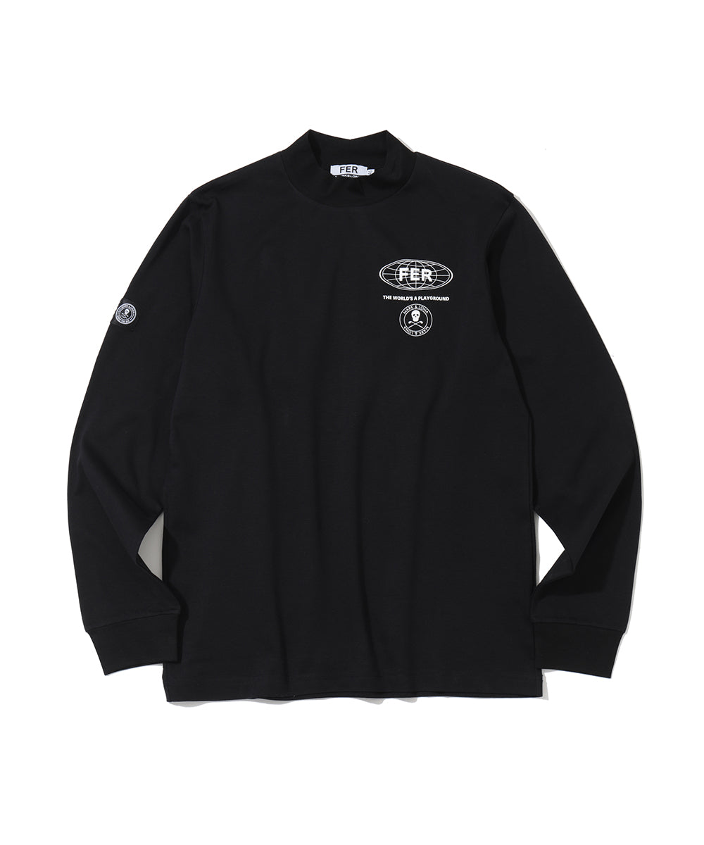 Circle Skull Mock Neck L/S Tee