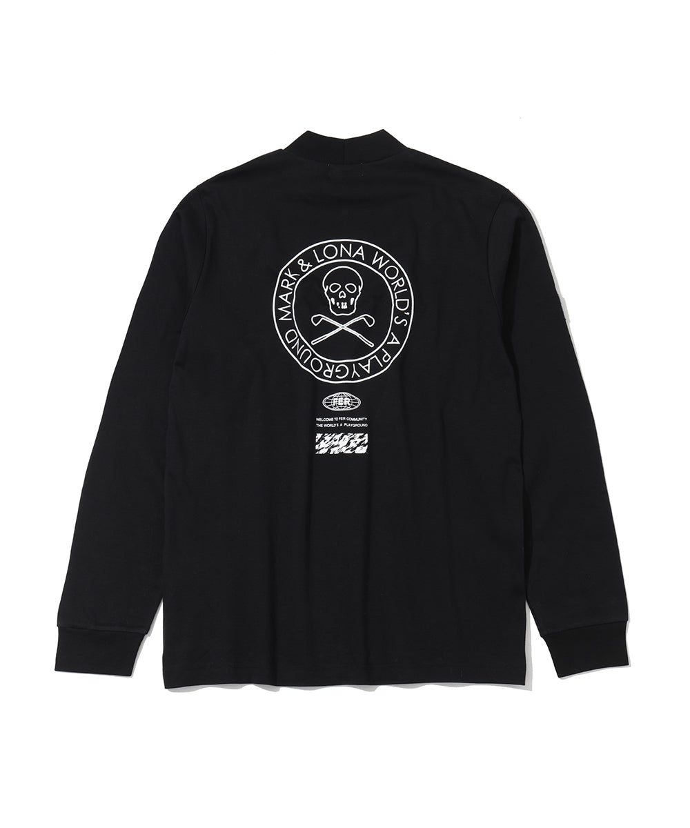 Circle Skull Mock Neck L/S Tee