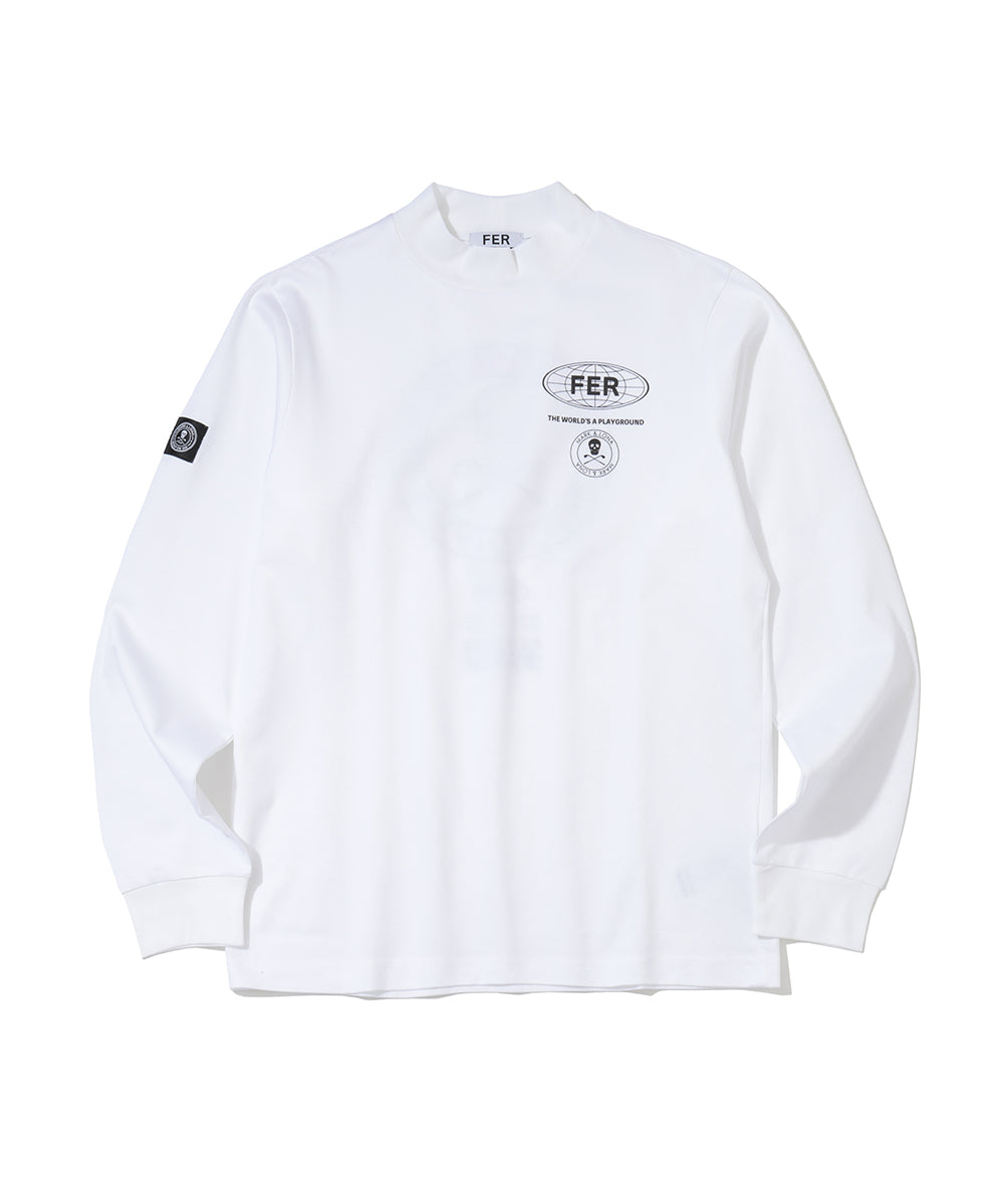Circle Skull Mock Neck L/S Tee