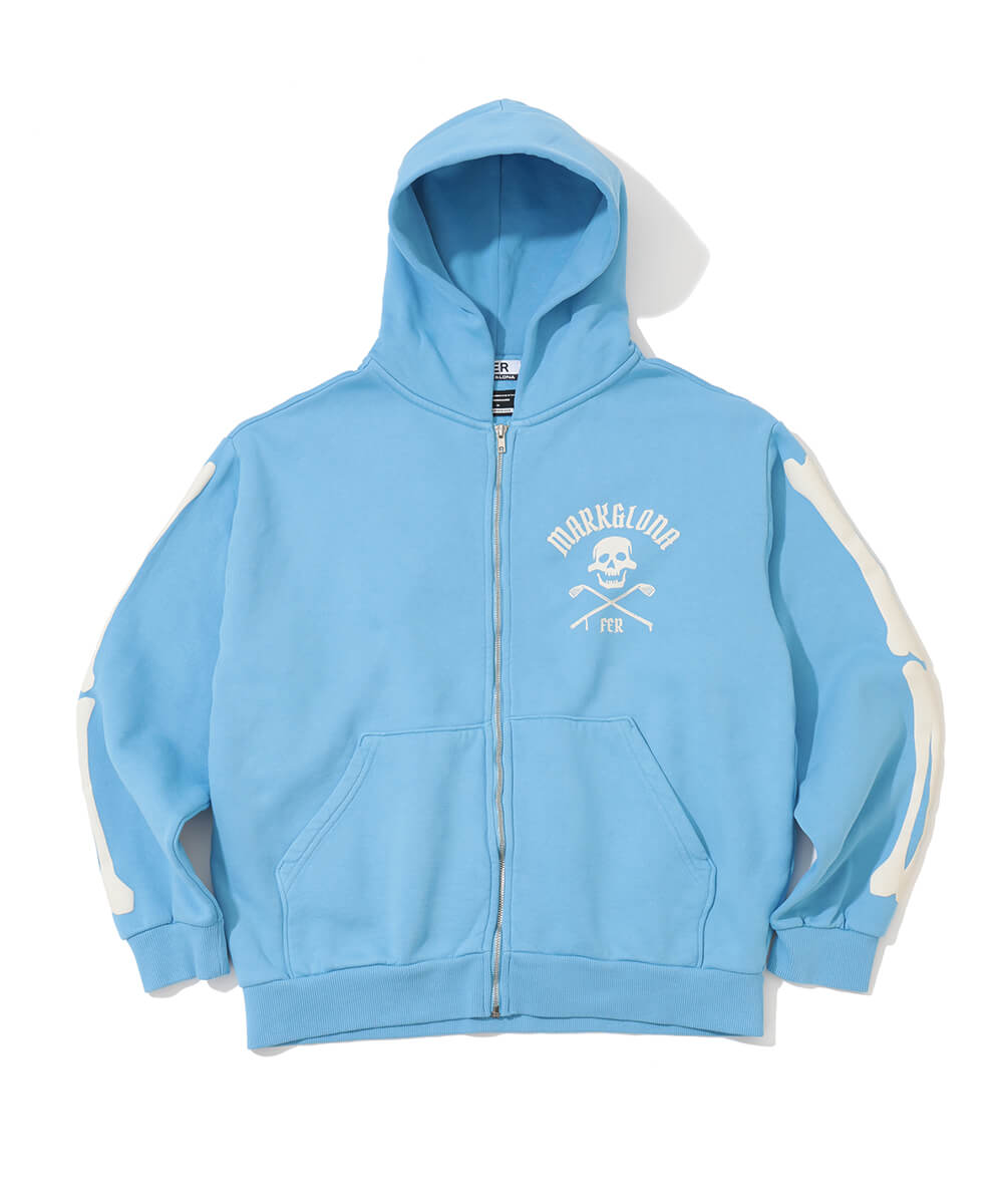 極美品 24ss 現行 ポロバイラルフローレン ジップアップパーカー 水色 Johnson Skull Vintage Zip Hoodie