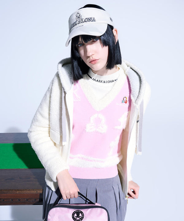 Fluffy Jacquard Knit Vest | WOMEN