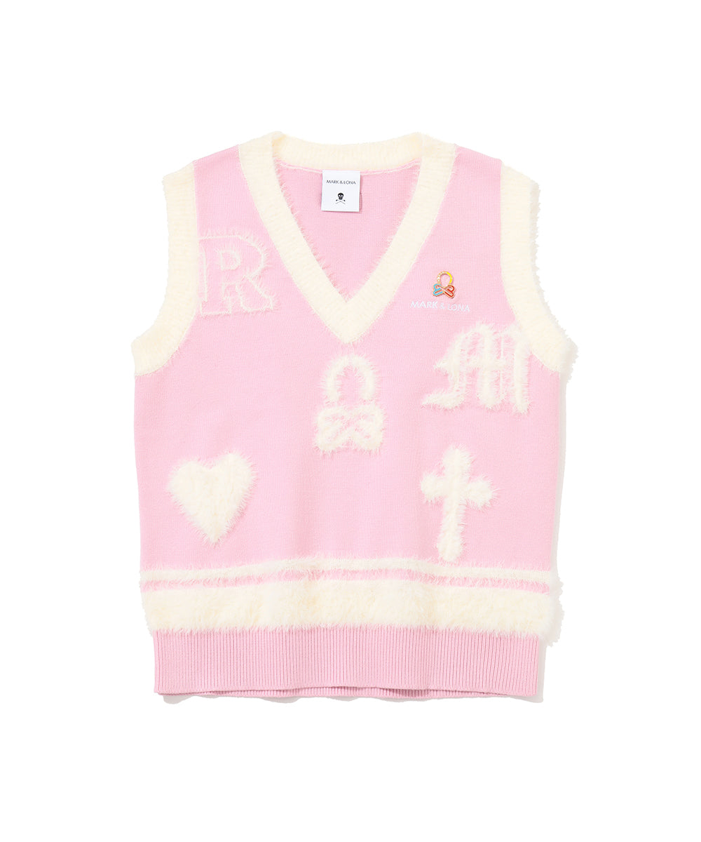 Fluffy Jacquard Knit Vest | WOMEN