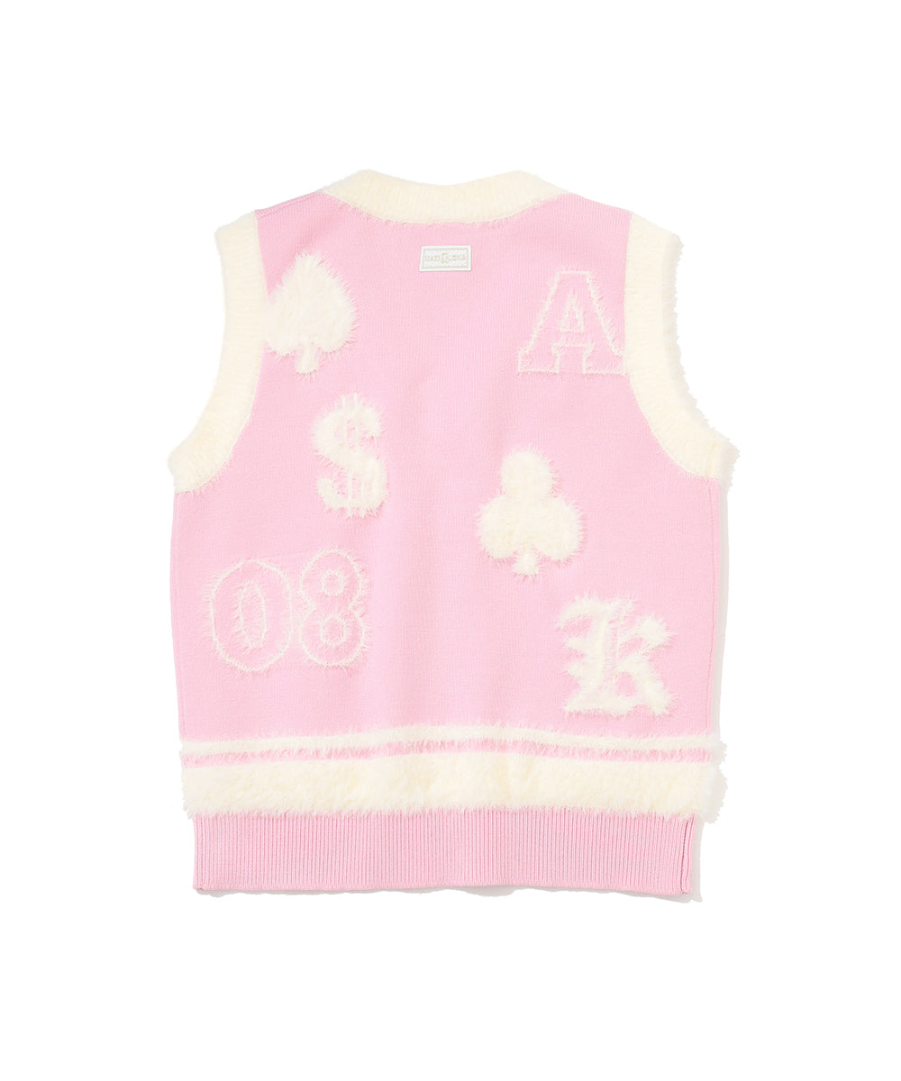 Fluffy Jacquard Knit Vest | WOMEN