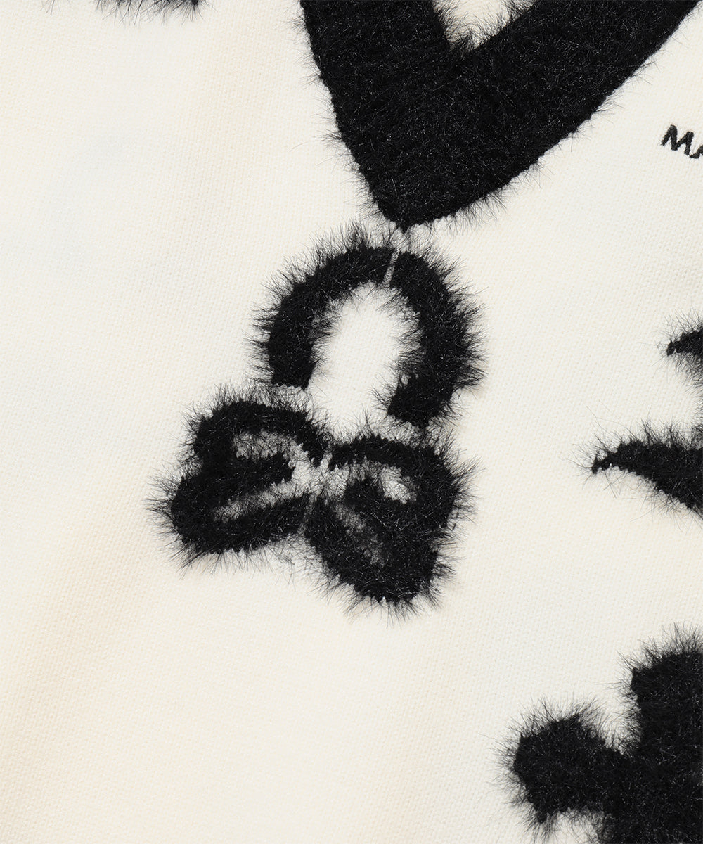 Fluffy Jacquard Knit Vest | WOMEN