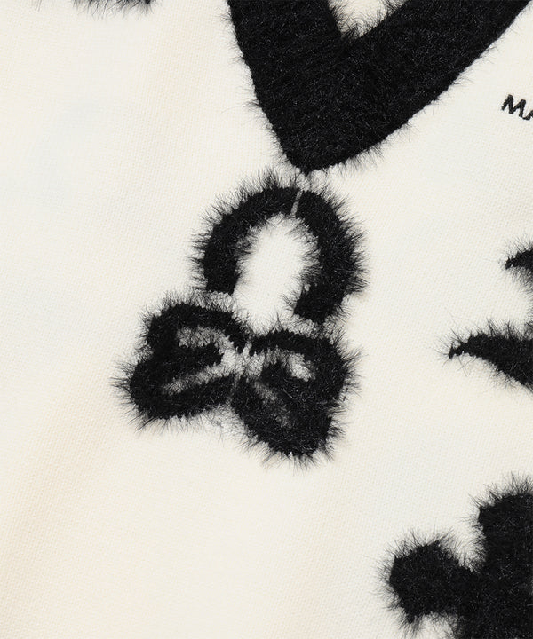 Fluffy Jacquard Knit Vest | WOMEN