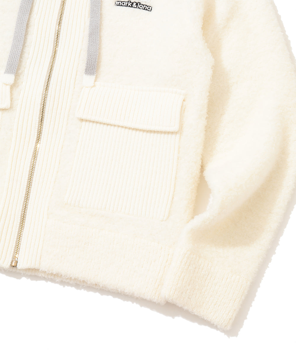 Plush Bouclé Knit Hoodie | WOMEN