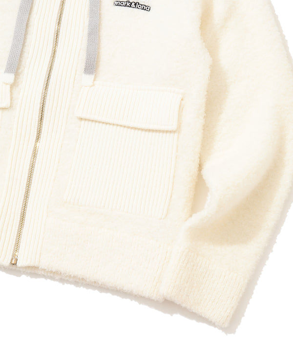 Plush Bouclé Knit Hoodie | WOMEN