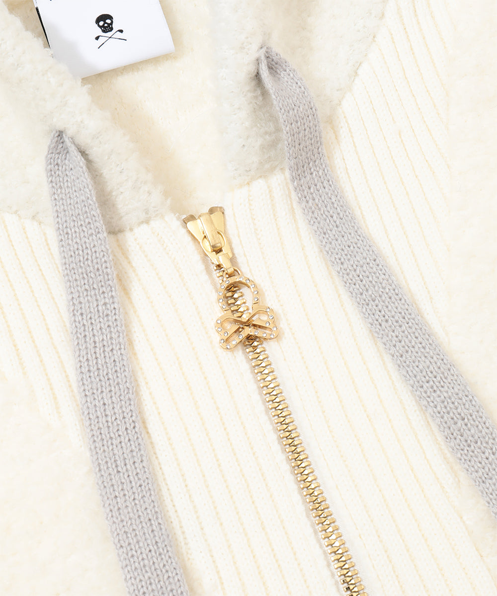 Plush Bouclé Knit Hoodie | WOMEN