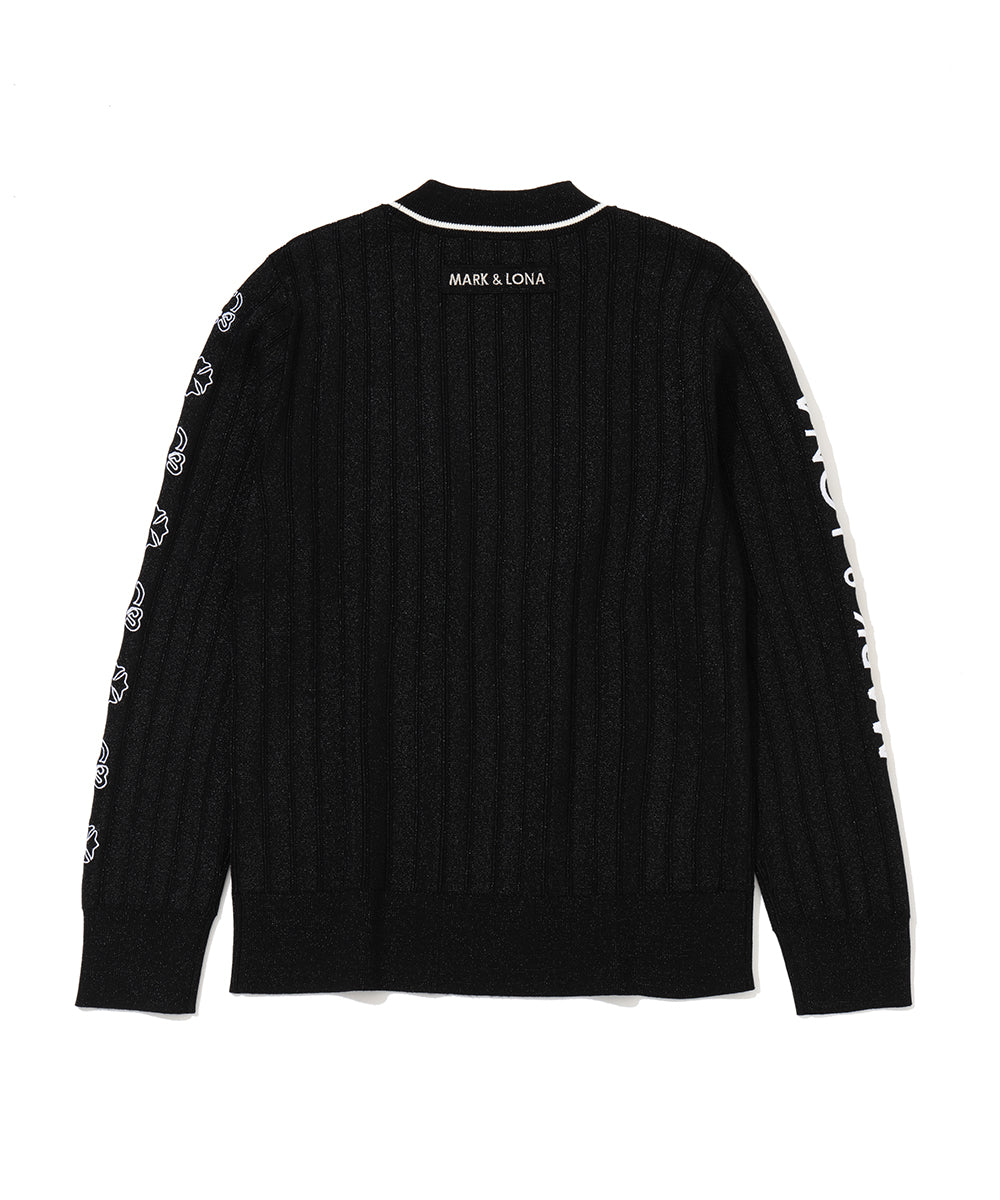 Lurex Rib Mock Neck Knit | WOMEN
