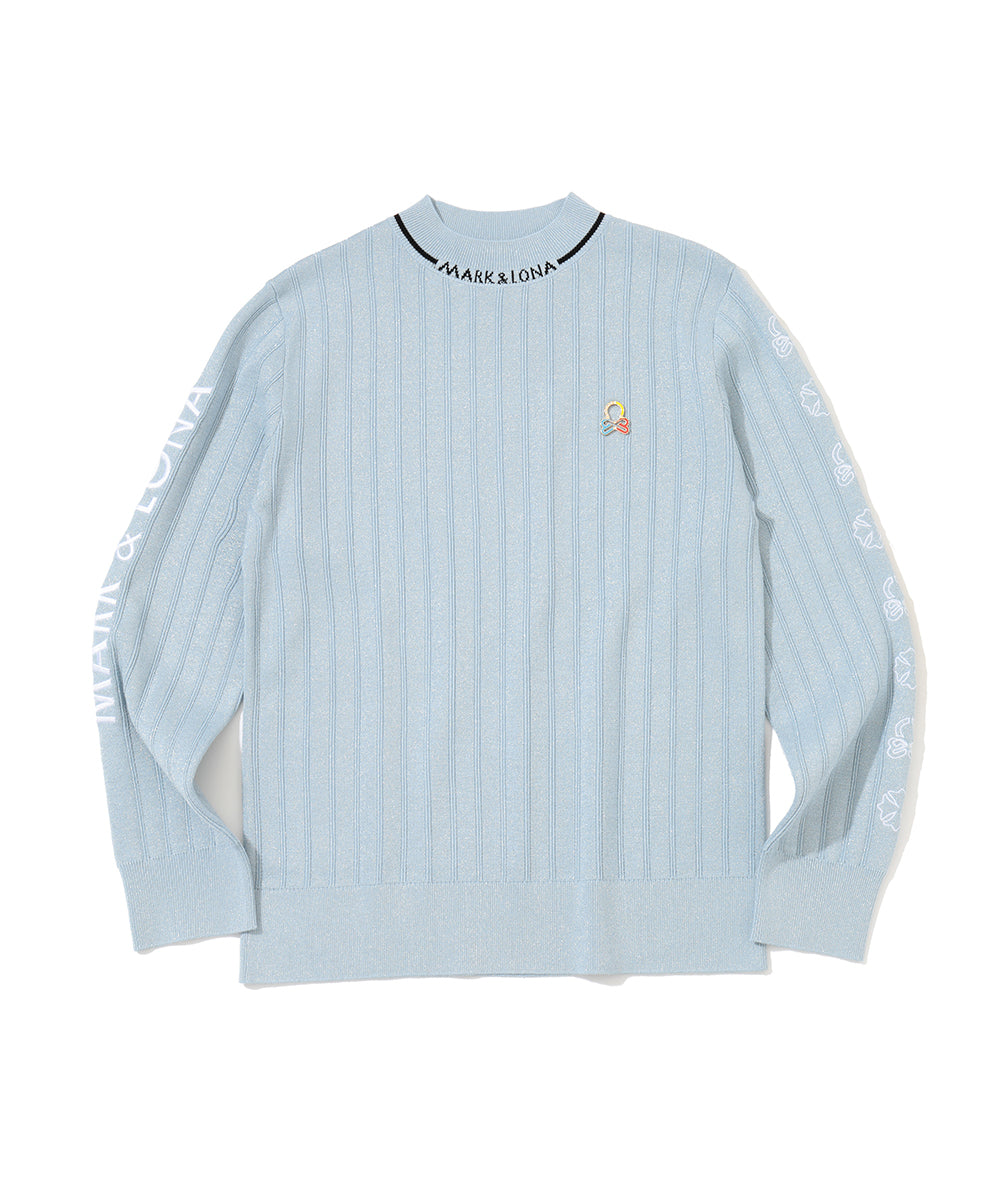 Lurex Rib Mock Neck Knit | WOMEN