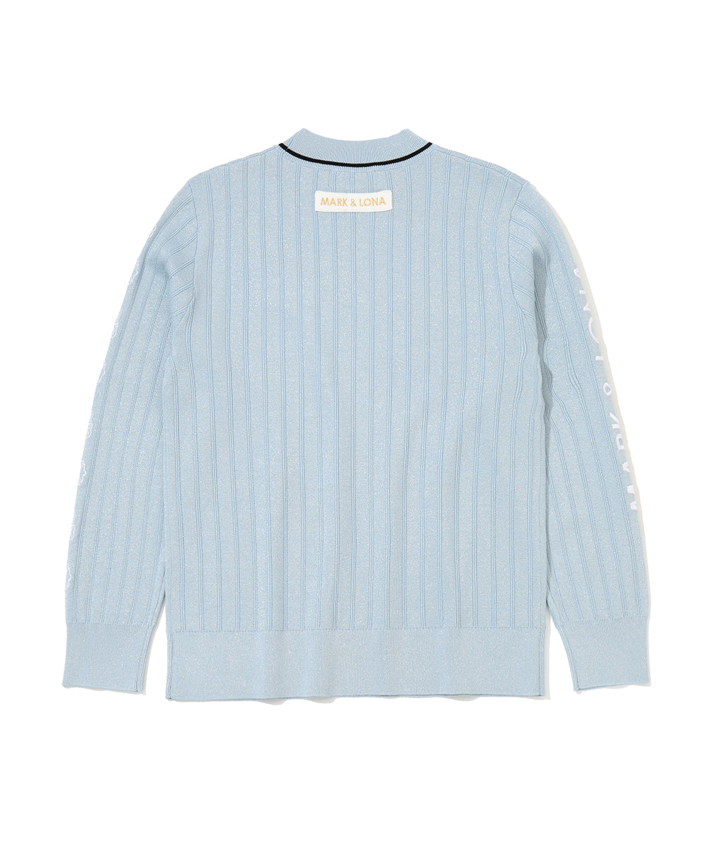 Lurex Rib Mock Neck Knit | WOMEN