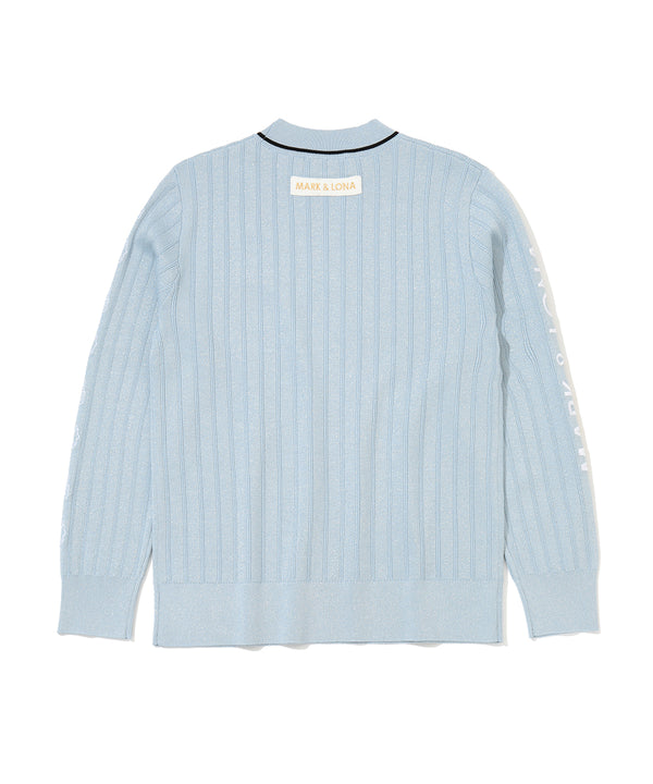 Lurex Rib Mock Neck Knit | WOMEN