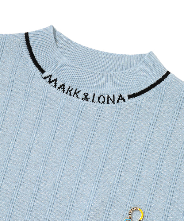 Lurex Rib Mock Neck Knit | WOMEN