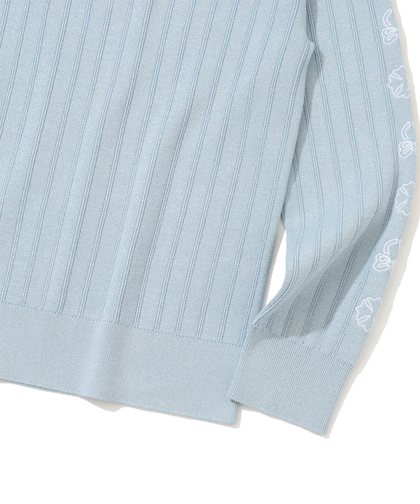 Lurex Rib Mock Neck Knit | WOMEN