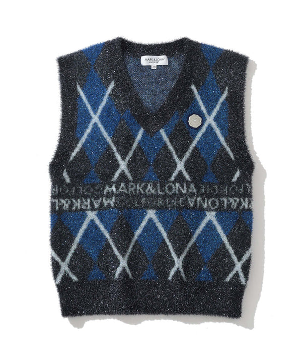 Glam Argyle Knit Vest | WOMEN