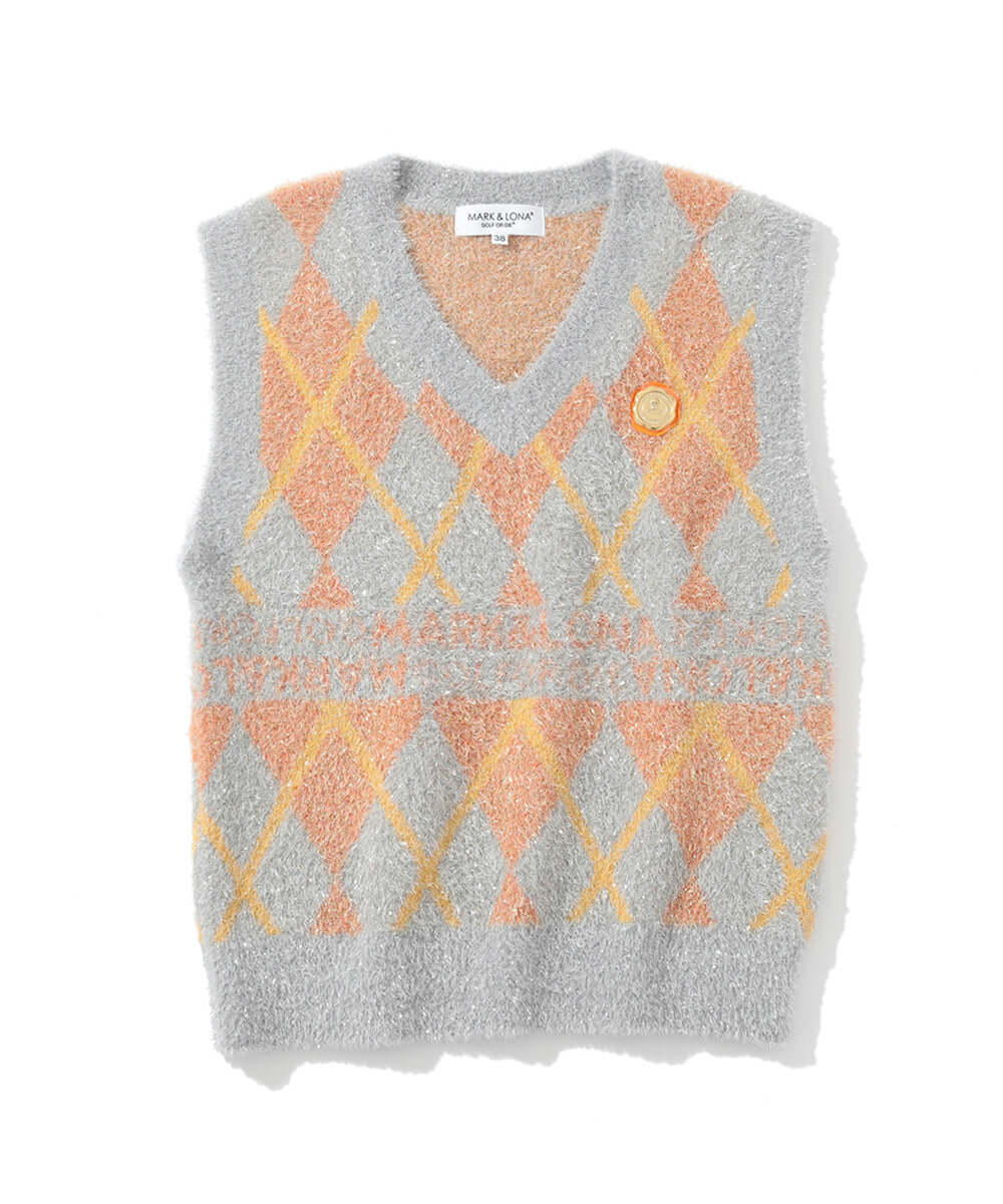 Glam Argyle Knit Vest | WOMEN