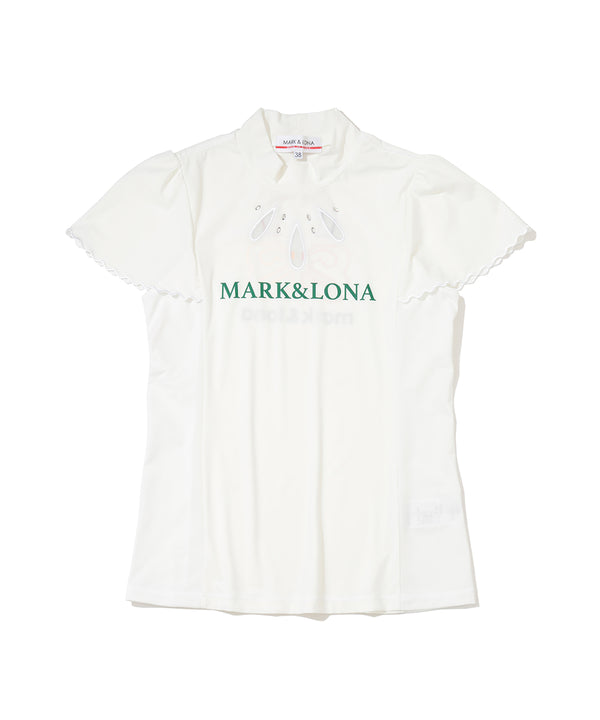 Scallop Crystal Mock Tee | WOMEN
