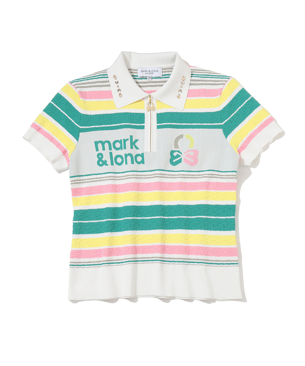 Varese Border Knit Polo | WOMEN