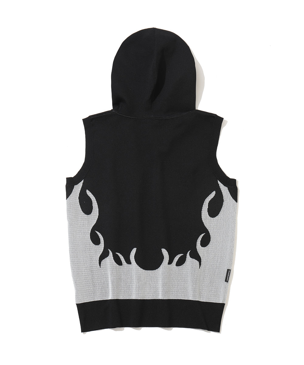 Duel Hooded Knit Mesh Vest | WOMEN