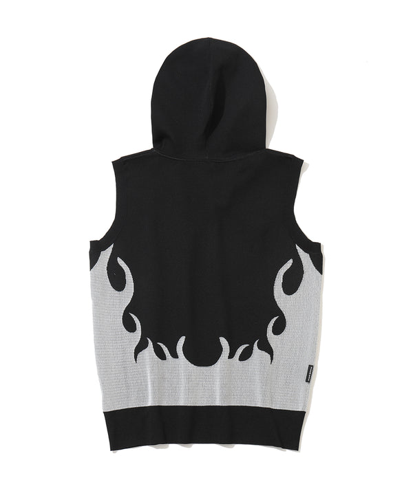 Duel Hooded Knit Mesh Vest | WOMEN