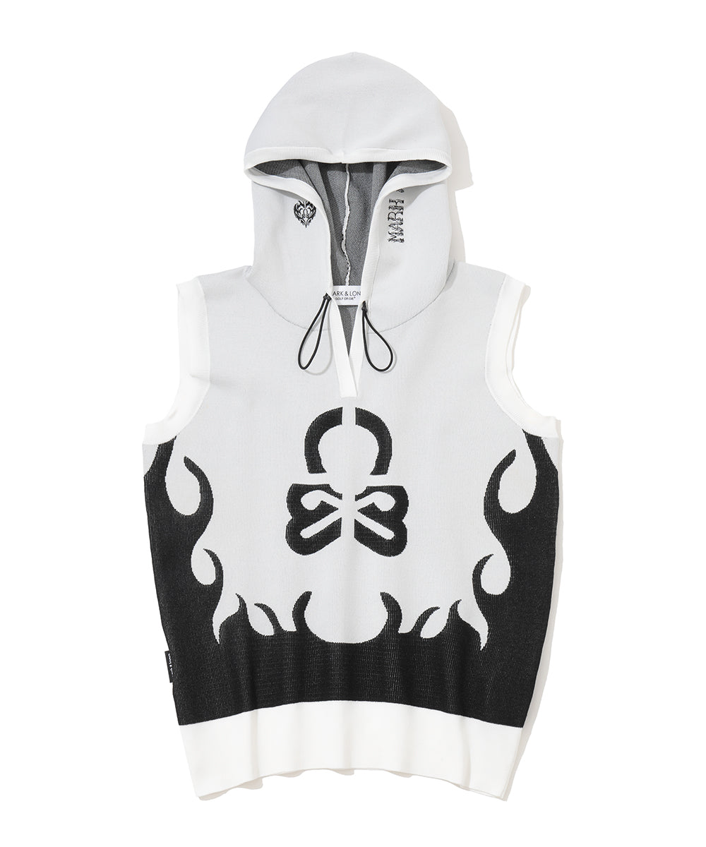 Duel Hooded Knit Mesh Vest | WOMEN