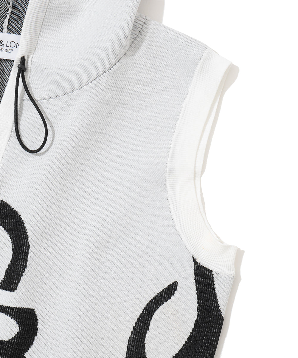 Duel Hooded Knit Mesh Vest | WOMEN