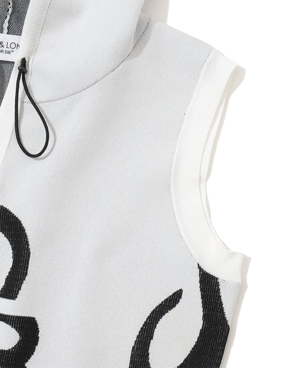 Duel Hooded Knit Mesh Vest | WOMEN