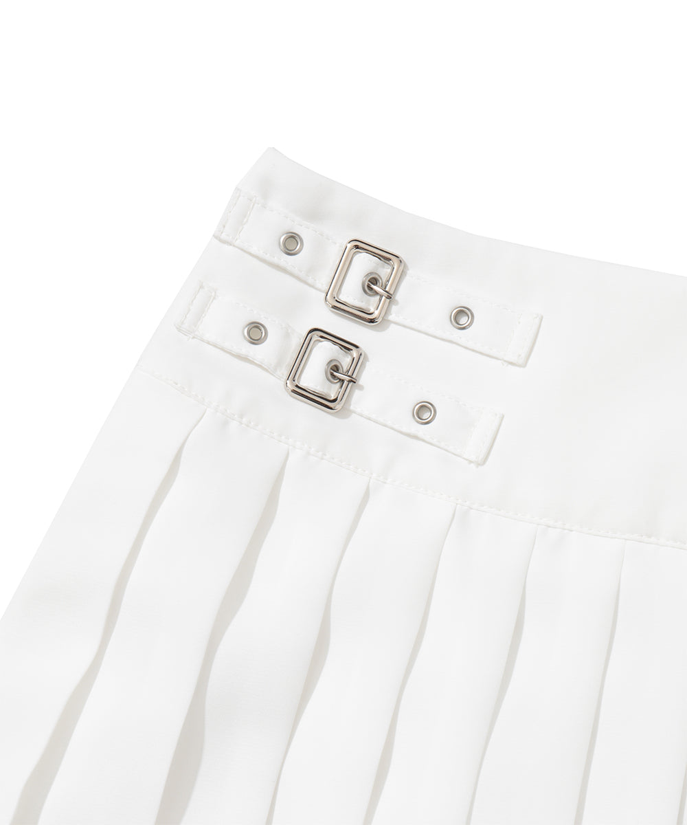 Duel Belt Pleated Skirt | WOMEN